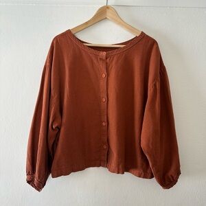 Rust Button-Up Women's Top